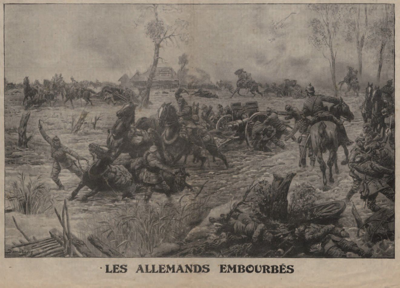 10/10/1915 – Gravure n°6 :  « Les allemands embourbés »