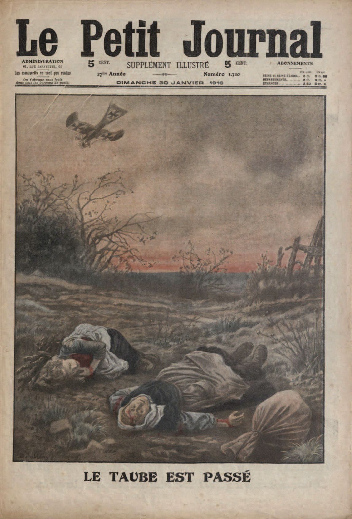 30/01/1916 – gravure n°8 :  « le Taube est passé »