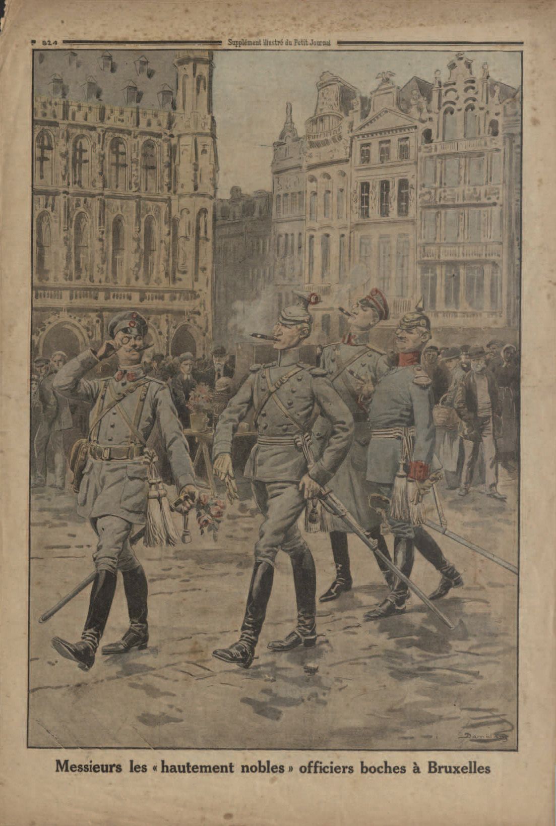 28/05/1916 – gravure n°9 :  « Monsieur les "hautement nobles" officiers boches à bruxelles»